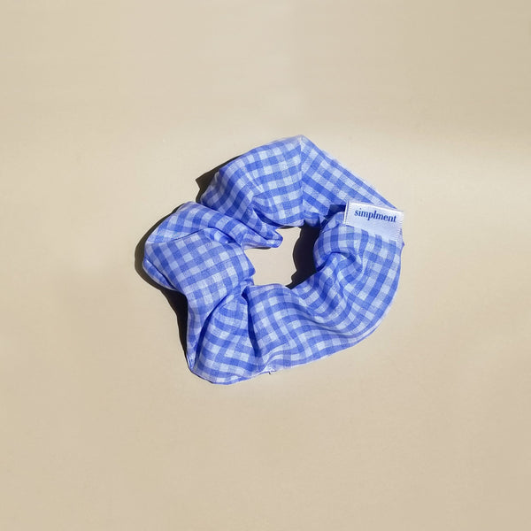 Mini Scrunchie 1pza  - Check pattern skyblue - simplment
